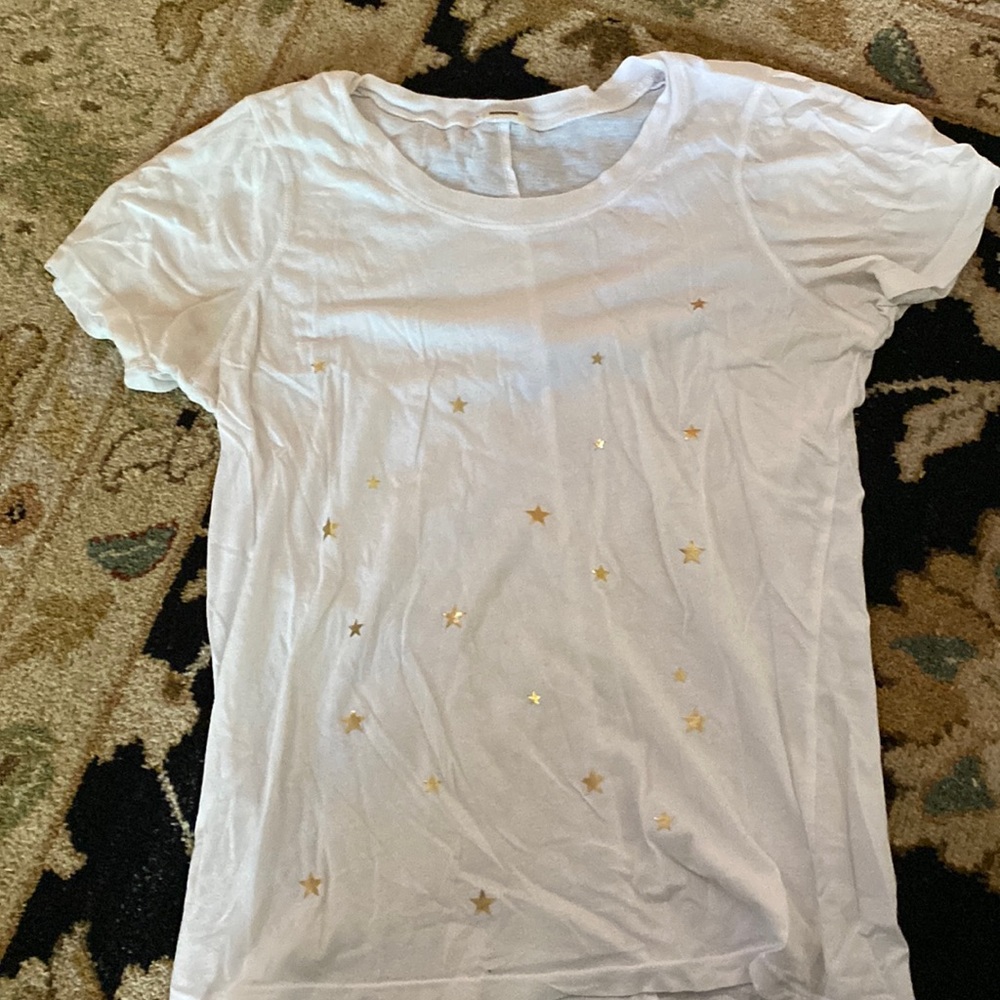 Monroe white t shirt with gold stars
